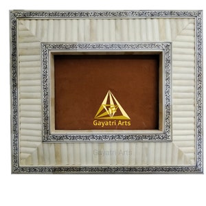 Home Decorative Antique Look Bone Inlay Photo Frame | Hand carved and Hand painted frame mother&#39;s day gift gift for her Free shipping