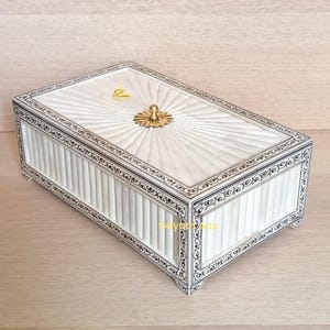 Handbemalte Knochen Inlay Carving Design Box | Knochen Inlay handgeschnitzte Schmuckschatulle | Knochendose | Handgefertigte Aufbewahrungsbox für Knochenintarsien | Geschenk