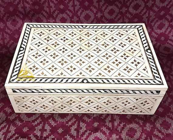 Teakwood Jewellery Box With Bone Inlay Teakwood Jewellery Box With Bone Inlay