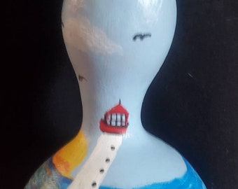 Handbemalter Kürbis Vogelhaus