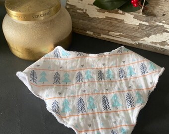 Magnetic Bandana Baby Bib- Winter Pine Trees