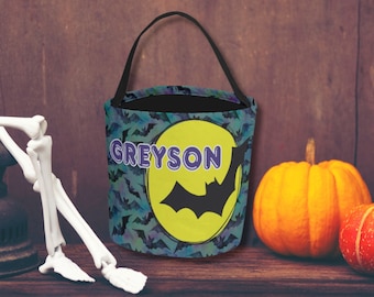 Bolsa personalizada de truco o trato, cubo de truco o trato, cubo de Halloween, cesta de Halloween, truco o trato, bolsa de dulces de Halloween, personalizado