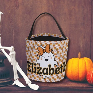Bolsa personalizada de truco o trato, cubo de truco o trato, cubo de Halloween, cesta de Halloween, truco o trato, bolsa de dulces de Halloween, personalizado