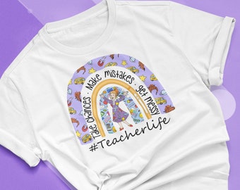 Take Chances, Make Mistakes, Get Messy teacher life Shirt, back to school Shirt, gift for teacher, STEM teacher Ms. Frizzle tee