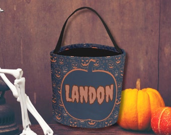 Bolsa personalizada de truco o trato, cubo de truco o trato, cubo de Halloween, cesta de Halloween, truco o trato, bolsa de dulces de Halloween, personalizado