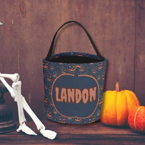 Bolsa personalizada de truco o trato, cubo de truco o trato, cubo de Halloween, cesta de Halloween, truco o trato, bolsa de dulces de Halloween, personalizado