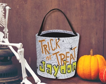 Bolsa personalizada de truco o trato, cubo de truco o trato, cubo de Halloween, cesta de Halloween, truco o trato, bolsa de dulces de Halloween, personalizado