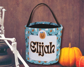 Bolsa personalizada de truco o trato, cubo de truco o trato, cubo de Halloween, cesta de Halloween, truco o trato, bolsa de dulces de Halloween, personalizado