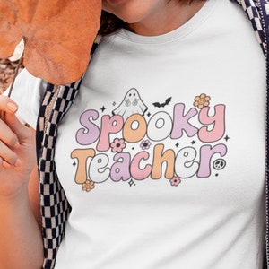 Spooky Teacher Halloween Shirts, Teacher Shirts, Teacher Halloween Shirts, Retro Halloween Teacher, Halloween Teacher Tee