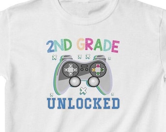2do grado desbloqueado, camiseta de regreso a la escuela de jugador de video