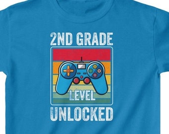 Camiseta de videojugador desbloqueada de nivel de segundo grado