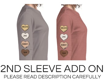Custom Second Sleeve Add On for Printed Mom/Grandma shirt, Personalized Direct Print Long Sleeve Add On, gift for mom, Mother&#39;s Day gift