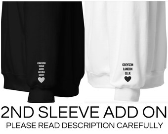 Custom Second Sleeve Add On for Embroidered Mom/Grandma Sweatshirt, Personalized Embroidery Hoodie Sweatshirt Sleeve Add On, gift for mom