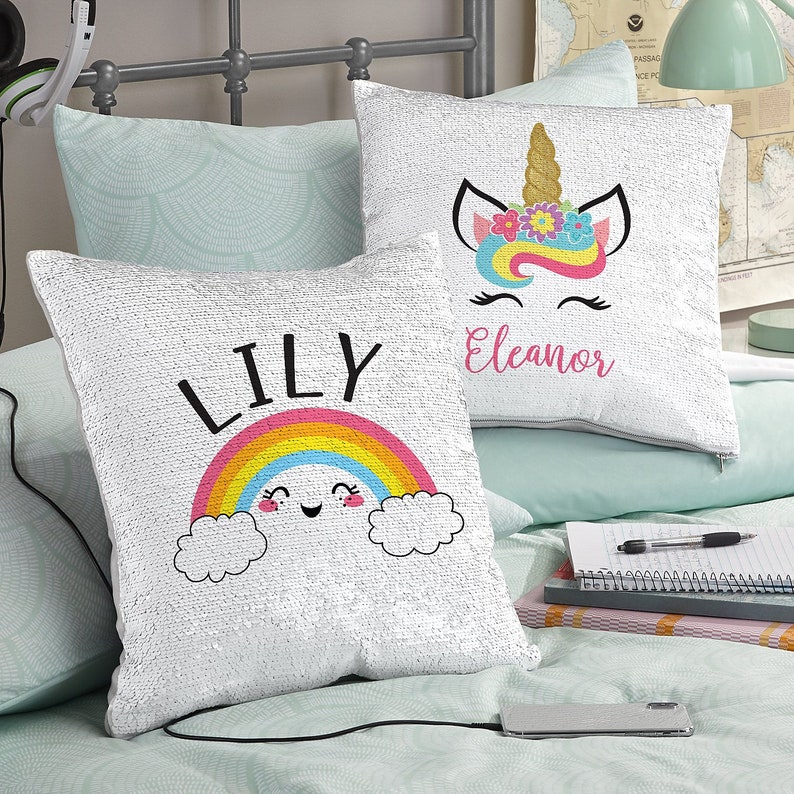 etsy personalized sequin pillow