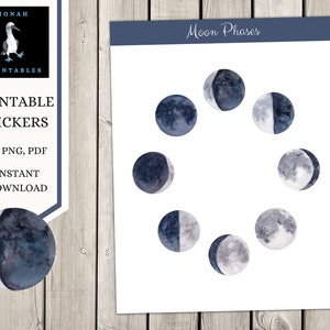 Moon Phase Sticker Sheet, Witchy Stickers, Laptop Stickers Pack