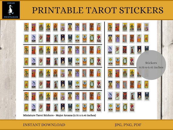 Printable Mini Tarot Major Arcana Stickers (0.75 x 0.45 inches), Tarot  Journal Stickers