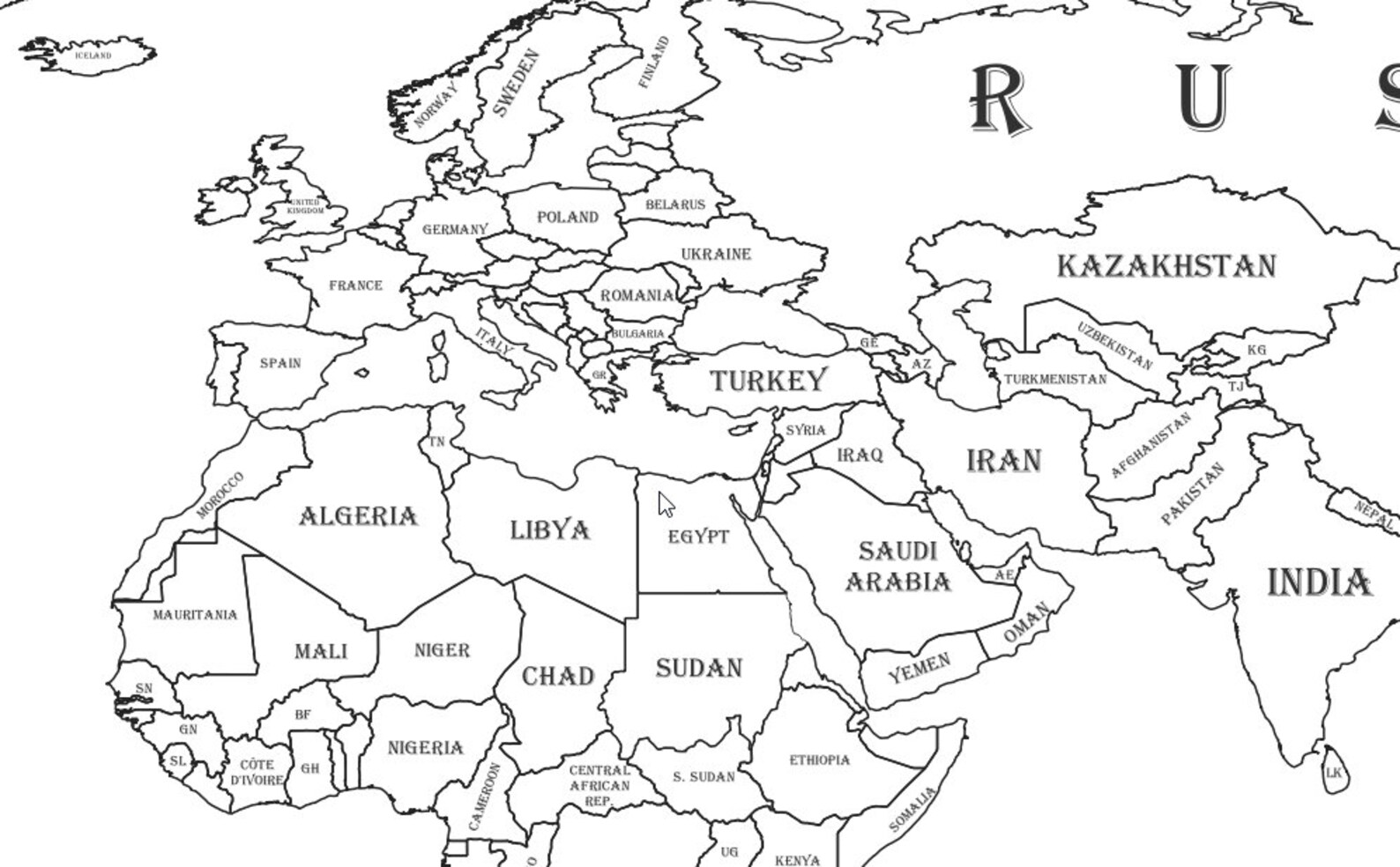 World map svg pdf name countries etsy