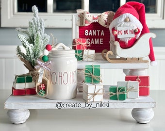 Exhibición navideña / Papá Noel / Regalos de madera / Pala para bote Rae Dunn