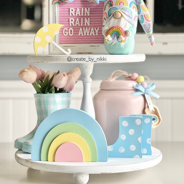 Spring Tier Tray | Rain Boots | Rainbow Display