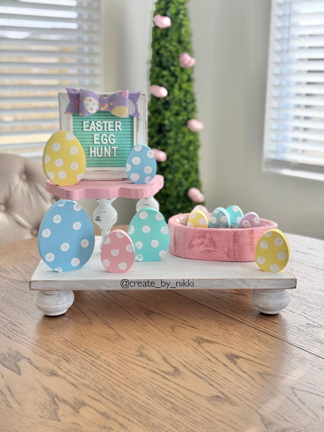 Polka Dot Easter Wooden Eggs: Pastel Spring Decor - Etsy