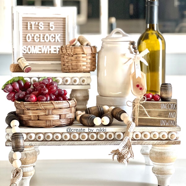 Wine Bar | Wine Lover | Gift | Wine Tier Tray | Book Stack | Scoop for Rae Dunn | Farmhouse Decor