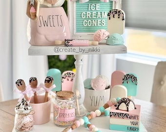 Decoración de helado / Sundae de chocolate caliente / Chispas / Paletas / Guirnalda / Cuchara para bote de Rae Dunn