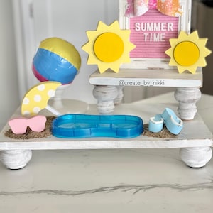 Beach or Pool Tier Tray | Beach Ball | Summer Themed Decor | 3D Sun | Sunglasses