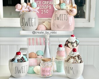 Ice Cream Tier Tray | Ice Cream Scoops | Gumball Fillers | Scoop for Rae Dunn Canister | Summer Display