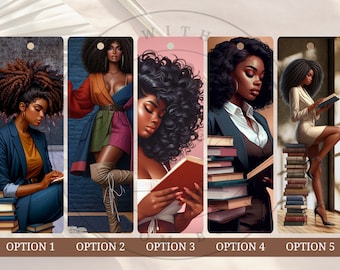 Stylish Reader Bookmarks - Diverse Women, Handmade, Fashionable Book Lover, African American Art, Black Women Bookmark, Black Girl Bookmark