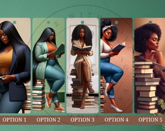 Bookish Beauty Marks - Illustrated Black Women, Cultural Art, Handmade Bookmark, Reading Accessory