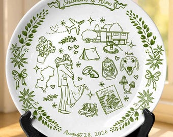 Personalized Porcelain Platter Plate, Custom Wedding Gift for Couple, Newlywed Housewarming Gift, Romantic Ceramic Keepsake P34OSI0