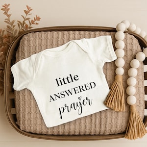 Little Answered Prayer Baby Onesie | Christian Baby Bodysuit | Religious Newborn Outfit | Baby Shower Gift OS87HHQ0