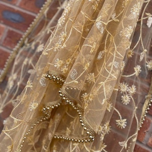 GOLD floral net dupatta chunni scarf