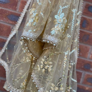 GOLD floral net dupatta chunni scarf