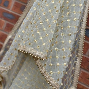 Sequin embroidery dupatta chunni scarf bridal dupatta