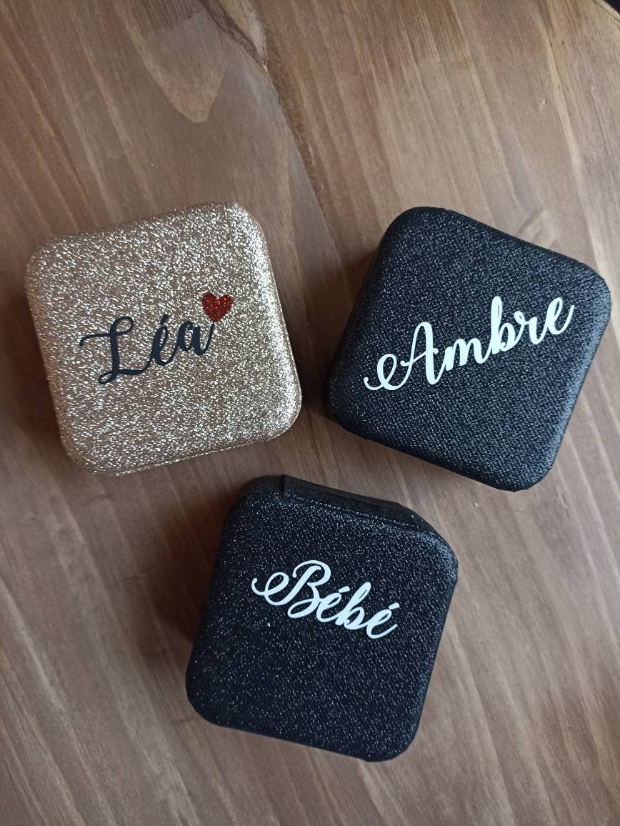 Petite Boite A Bijoux Paillettes Personnalisé Au Choix