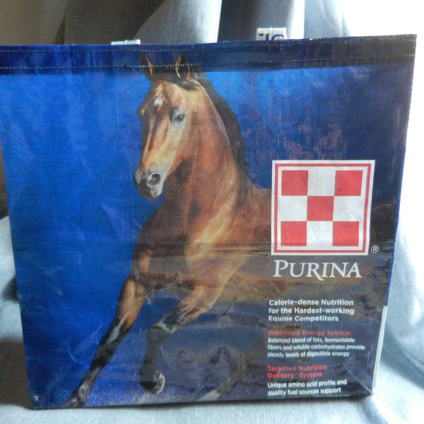 Purina Ultium Competition Horse Recycled Upcycled Feed Bag Tote Market Bag