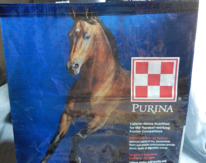 Purina Ultium Competition Horse Recycled Upcycled Feed Bag Tote Market