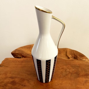 Volkstedt 1762 GDR Echt Kobalt Vase with Handle, East-German Vintage Porcelain in the Colours Blue, Gold and White