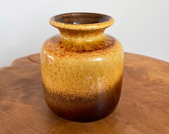 Scheurich 235-10 Yellow-Brown Vase, Mini Vintage Fat Lava, West German Art Pottery (WGP), Retro Mid-Century Ceramics, Home Decor, Interior