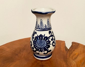 19th Century Royal Delft Bud Vase, Hand-Painted Asian Floral