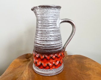 Jasba Orange-Grey Vase/Jug, Bunte Welt der Keramik (Colorful World of Ceramics), Vintage West German Art Pottery (WGP), Mid-Century Fat Lava