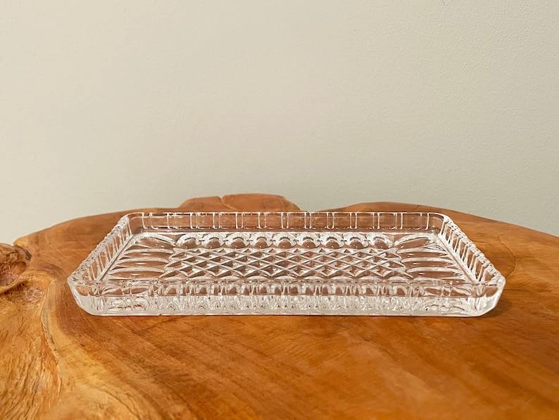 Vintage Pressed Crystal Glass Serving Tray, Elegant Serving Platter