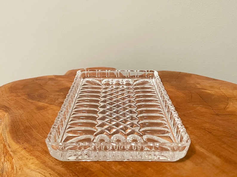 Vintage Pressed Crystal Glass Serving Tray, Elegant Serving Platter
