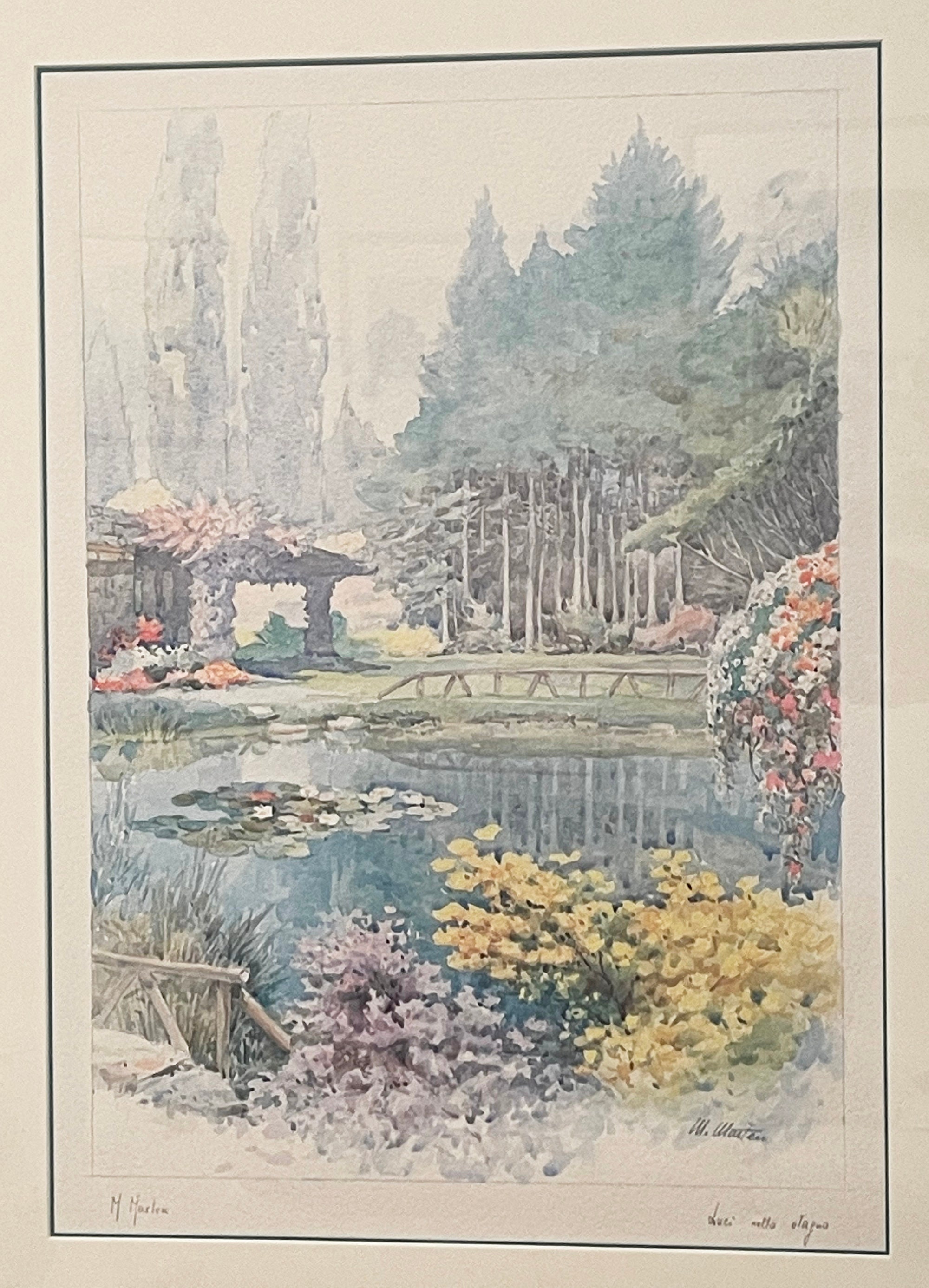 Framed Watercolour Painting by M. Marten, Framed Watercolour Painting by M. Marten,