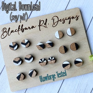 Wood Geometric Stud Earrings Digital File Bundle