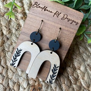 Boho Arch Engraved Vine Laser Cut Earrings Digital File image 3