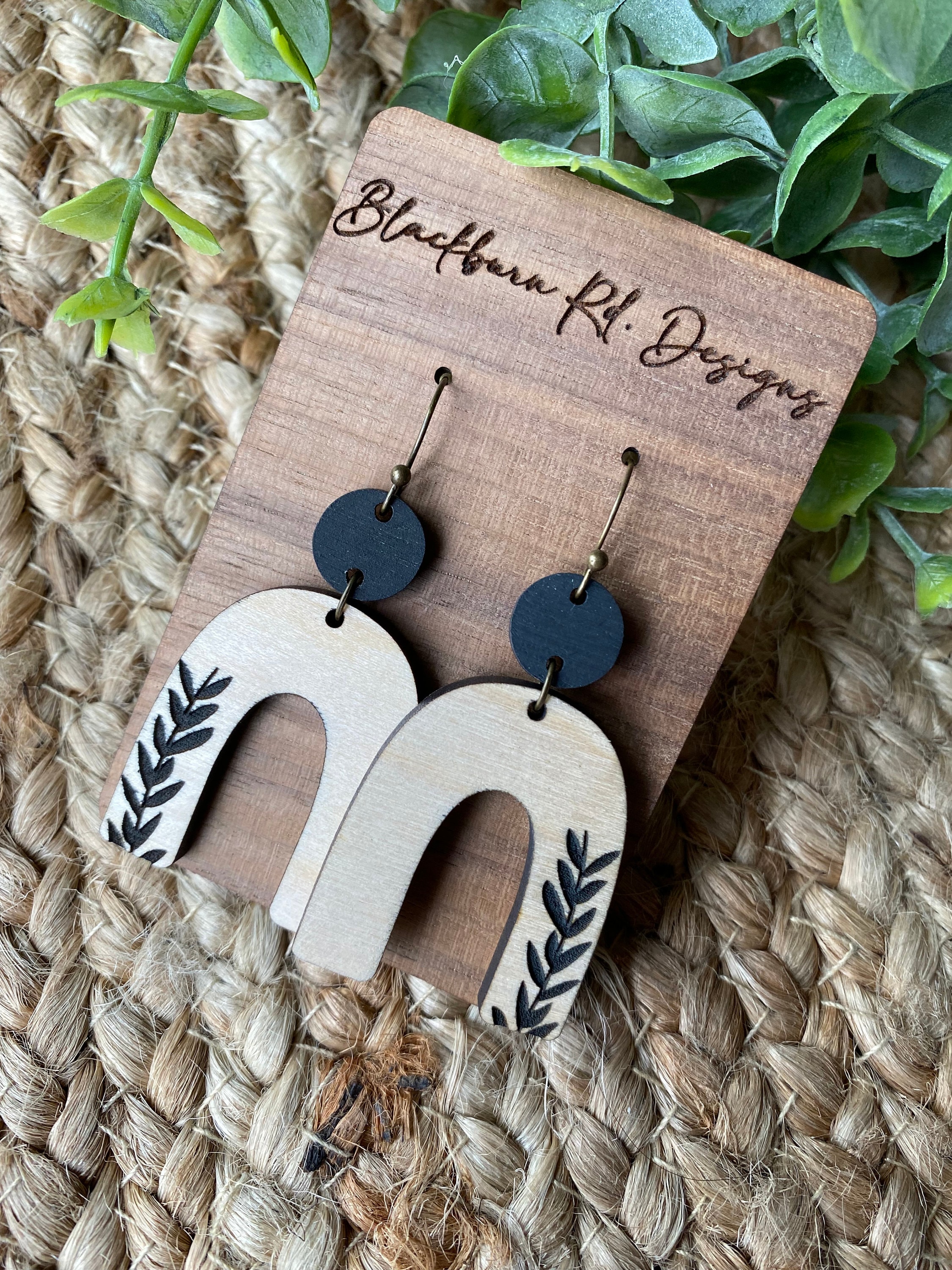 Boho Arch Engraved Vine Laser Cut Earrings Digital File Etsy