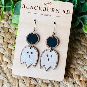 Wooden Ghost Dangle Earrings Digital File