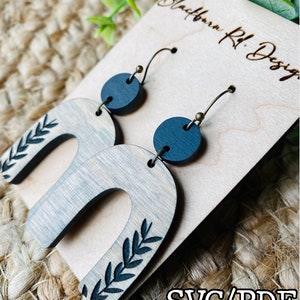 Boho Arch Engraved Vine Laser Cut Earrings Digital File image 2